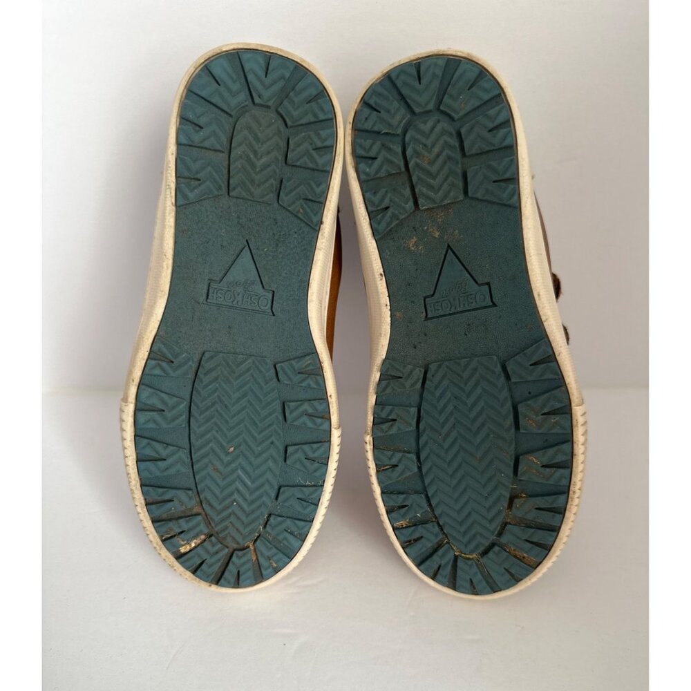 OshKosh BGosh Kids Brown Leather Quilted Sneakers Hook Loops Straps Size1 Plaid - Picture 6 of 10